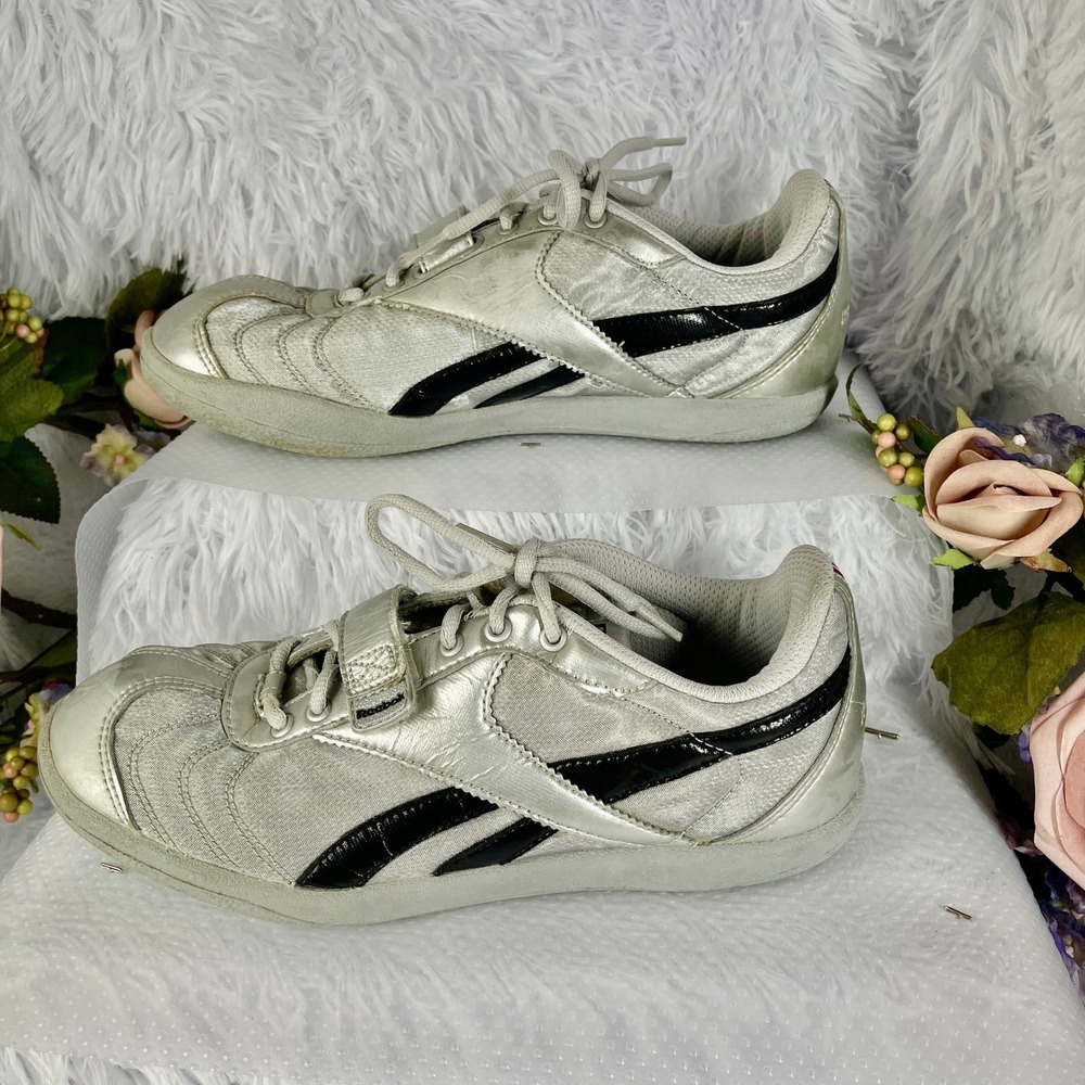 Reebok Sneakers Women 8.5 Silver Metallic Synthetic RB 312 Low Top Strap Sport